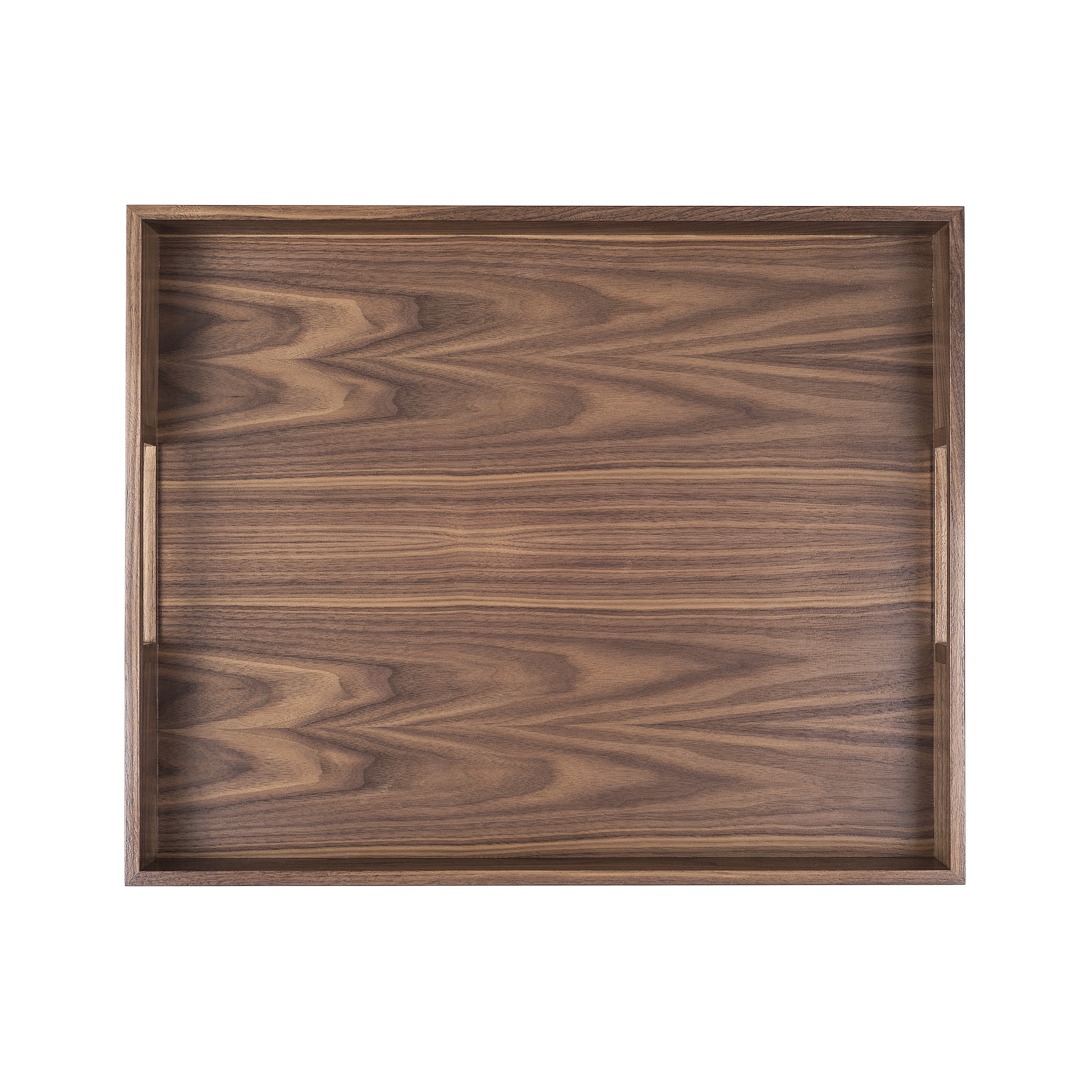 Haupt Tray in Walnut – Top view of decorative wood inlay pattern on luxury serving tray – Ättlingar