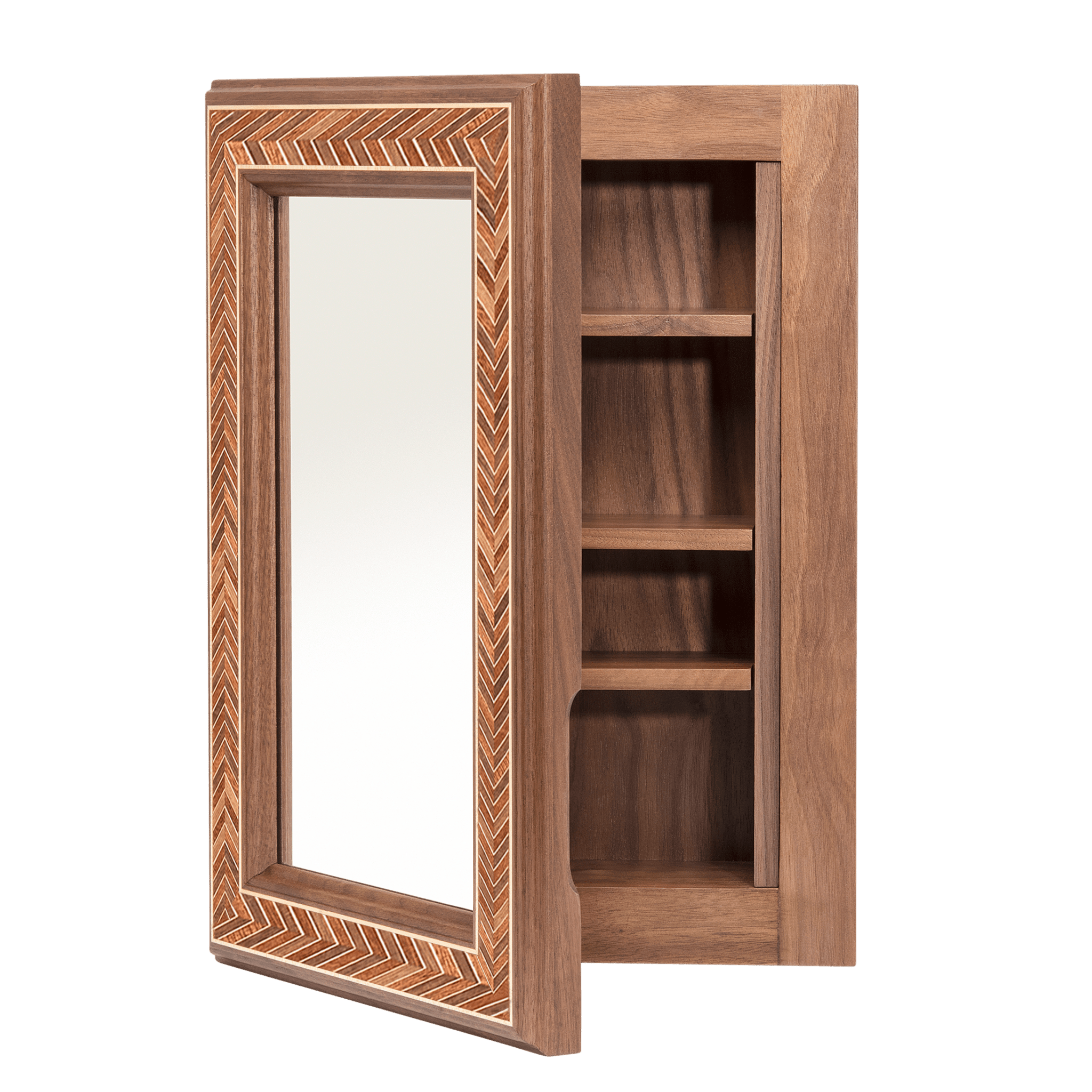 Gustava Recessed Medicine Cabinet in Walnut Door Slightly Open - Ättlingar