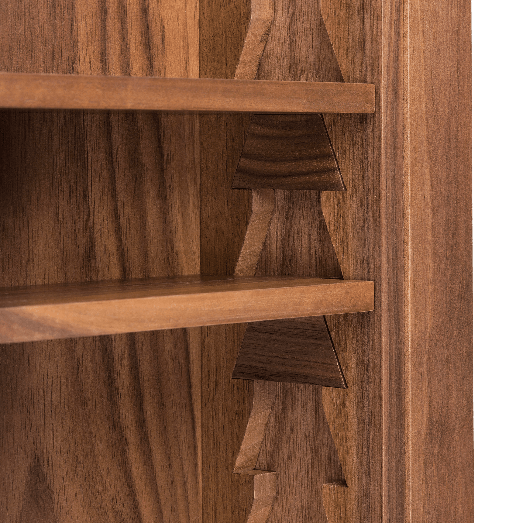 Gustava Recessed Medicine Cabinet in Walnut  Close Up Shelves- Ättlingar