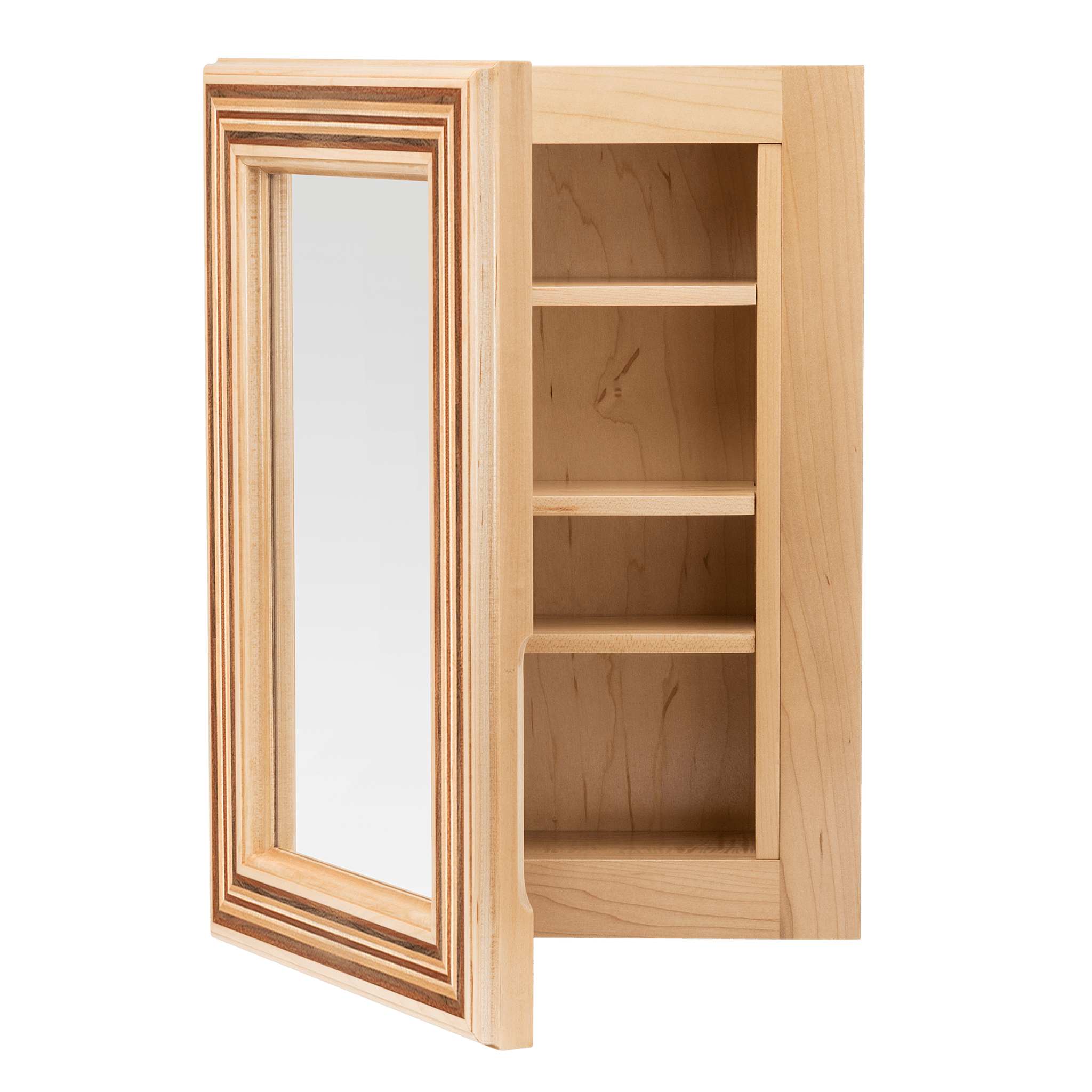 Linnea Bathroom Medicine Cabinet with Mirror in Maple Door Slightly Open - Ättlingar