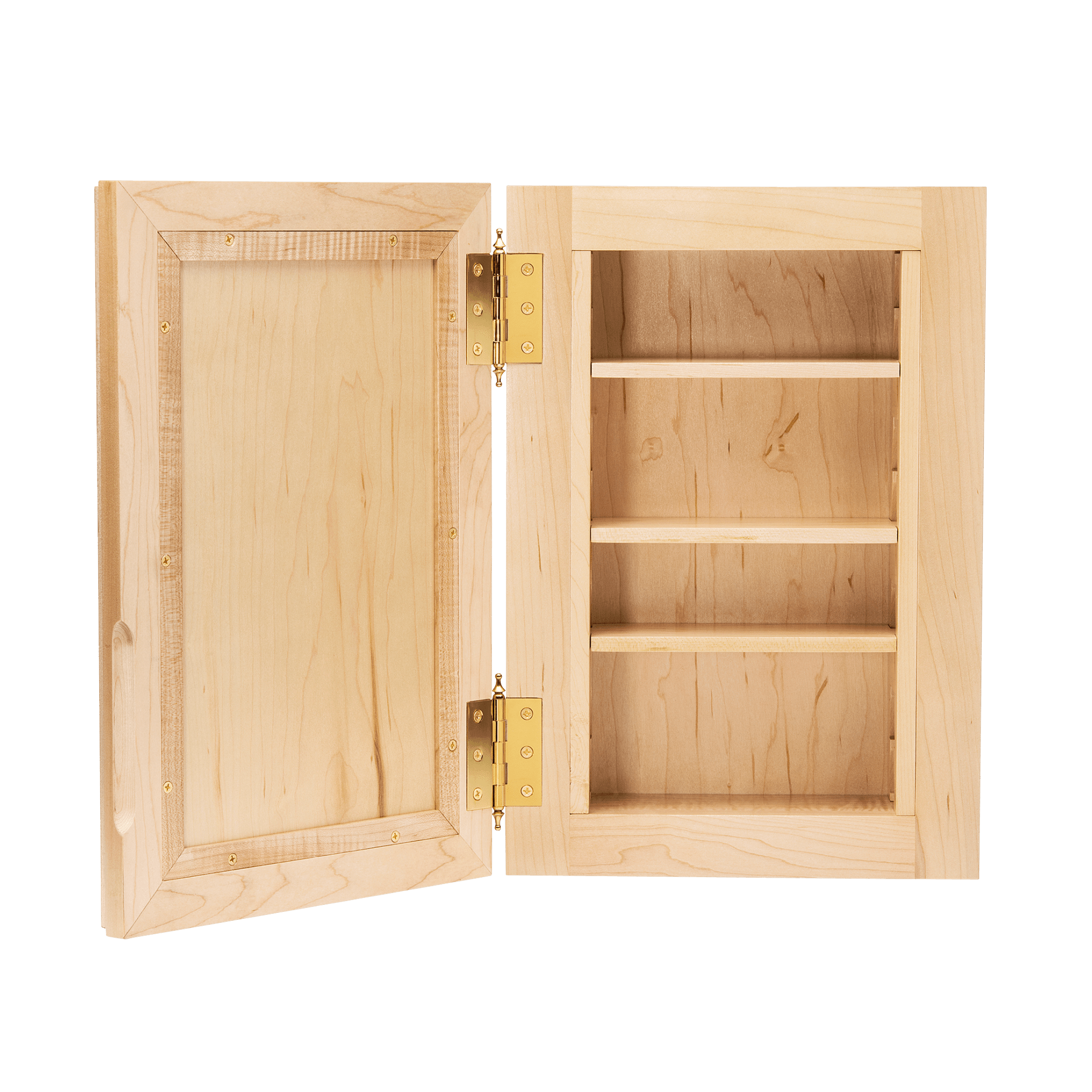 Linnea Bathroom Medicine Cabinet with Mirror in Maple Door Open  - Ättlingar