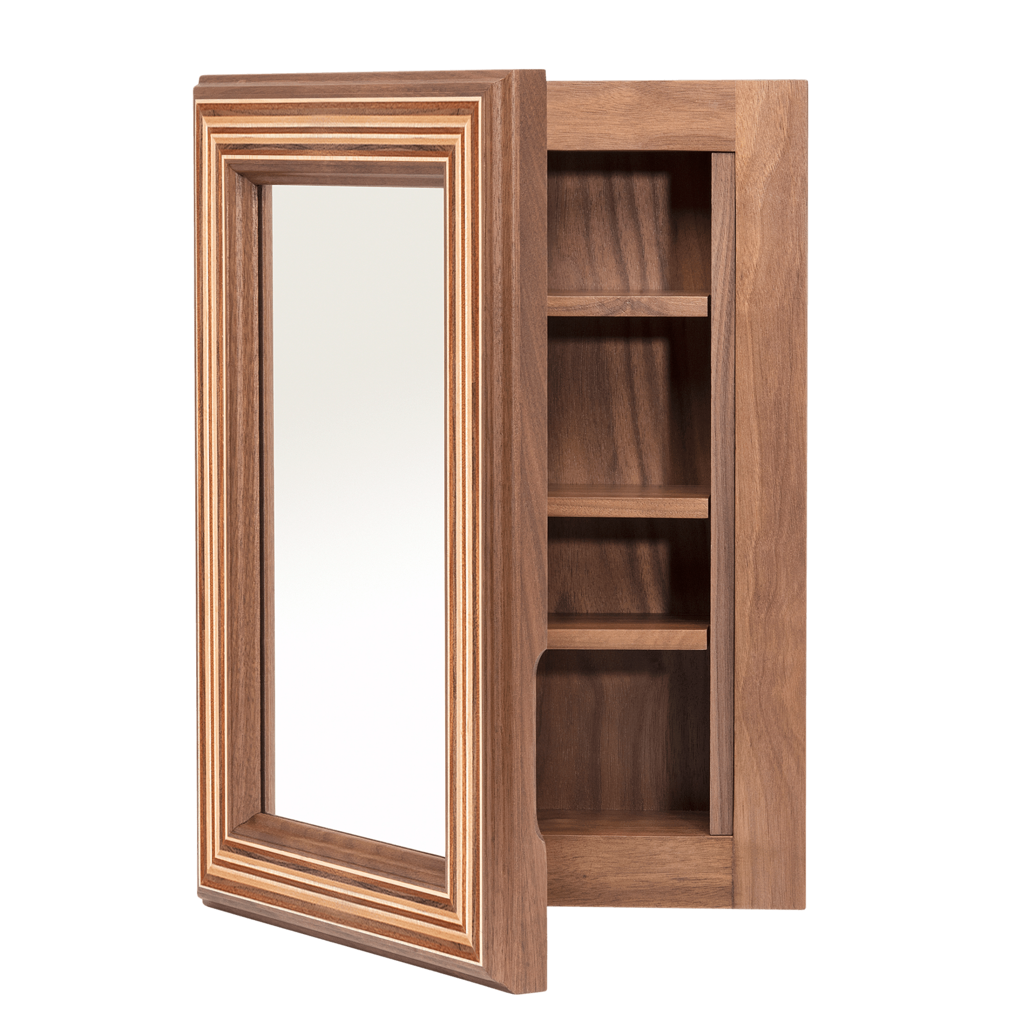 Linnea Bathroom Medicine Cabinet with Mirror in Walnut Door Ajar - Ättlingar