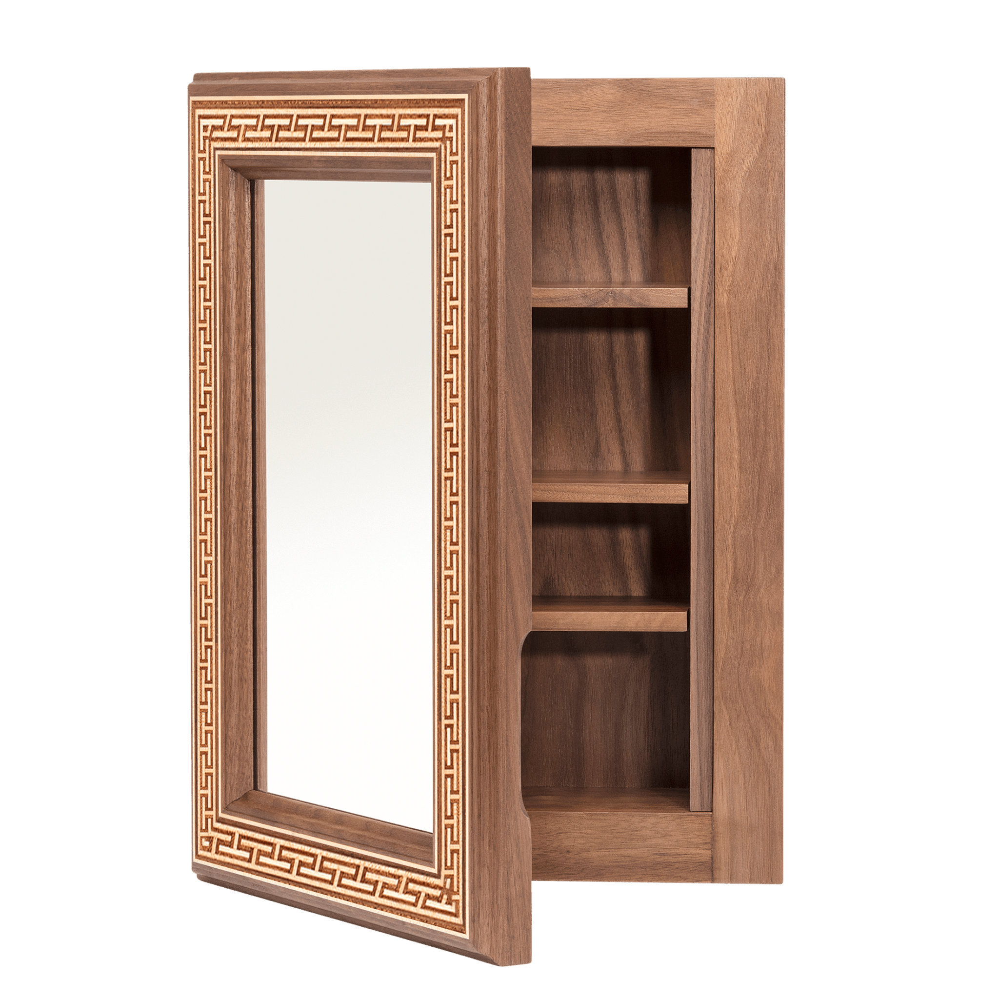 Rune Recessed Medicine Cabinet in Walnut  Slightly Open  - Ättlingar